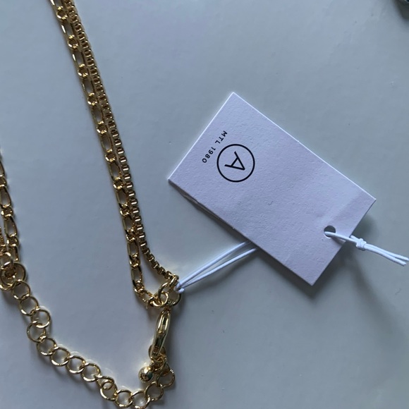 NWT 14k Gold plated double row pendant necklace - Picture 4 of 5